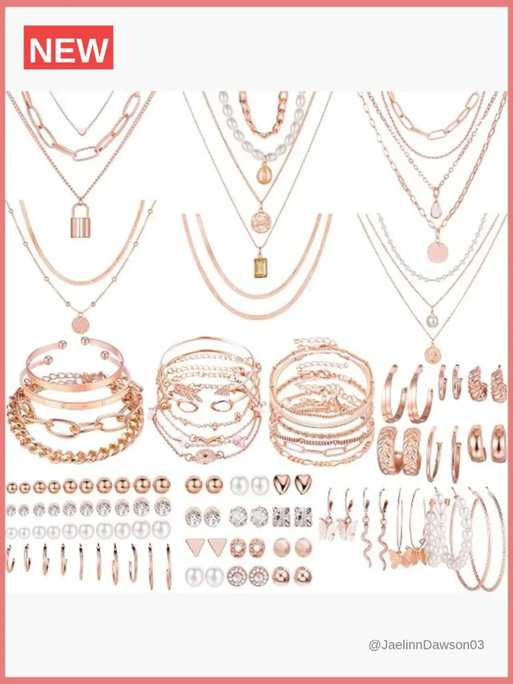 69 Pc Jewelry Set Gold Plated Necklace Bracelet Earring Set